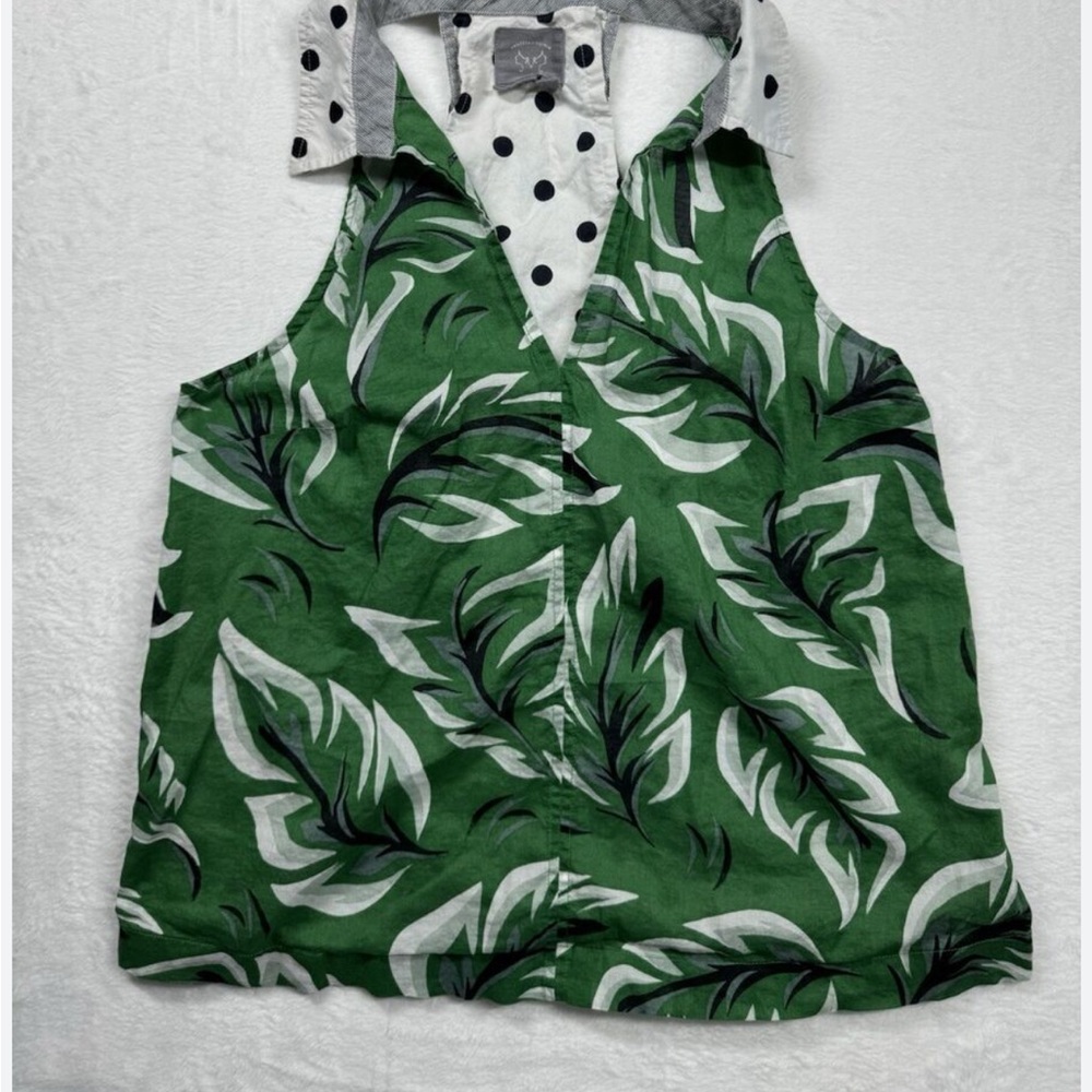 Anthropologie Vanessa Virginia Palm & Polka Dot Sleeveless top